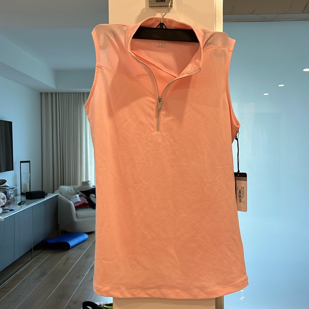 NWT tail active wear sleeveless zipper front pink top
